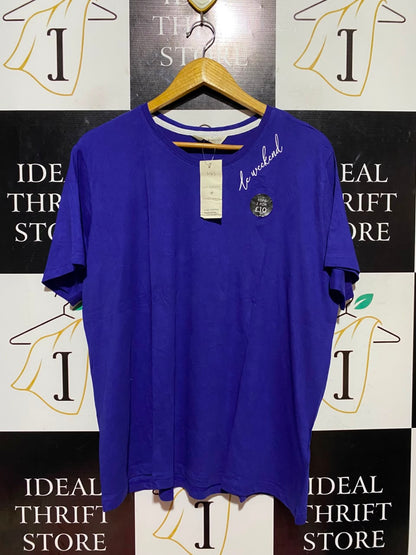 M&S |L| BUST 21| A19| BLUE "BE WEEKEND" SHORT-SLEEVE T-SHIRT