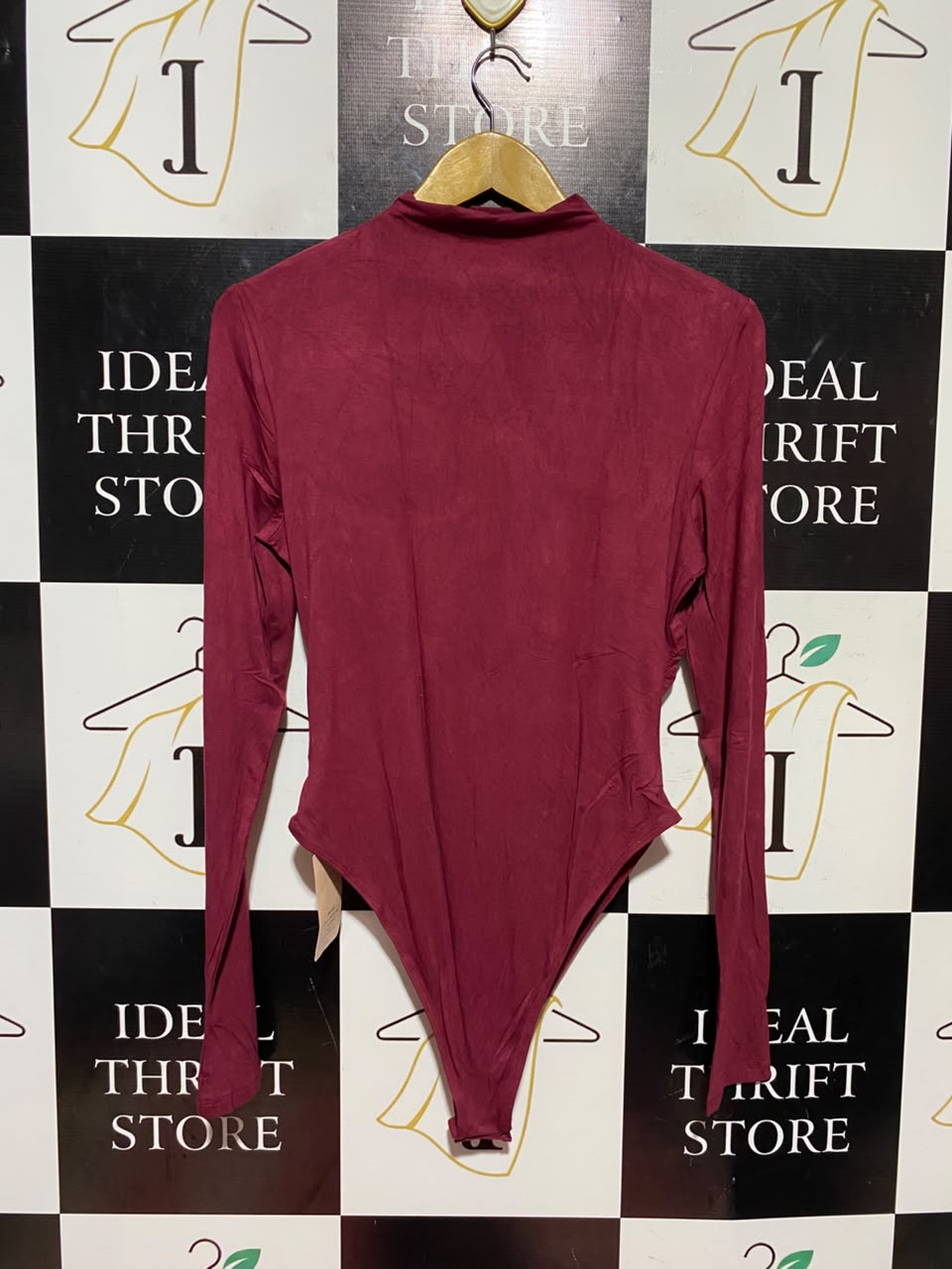 SHEIN |L| BUST 17| A19| BAE BURGUNDY LONG-SLEEVE MOCK NECK BODYSUIT