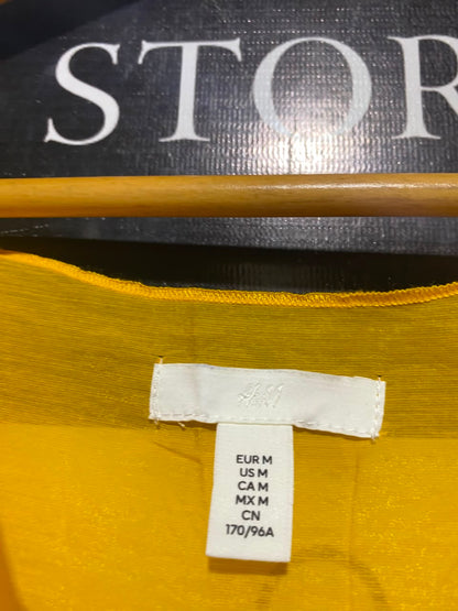 H&M |M| BUST 20| A19| BRIGHT YELLOW TIE-NECK RUFFLE ACCENT MIDI DRESS