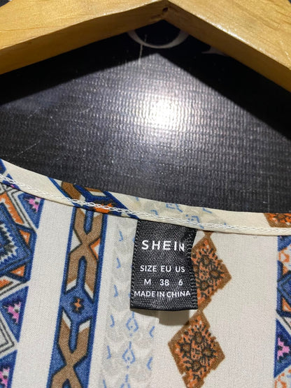 SHEIN |M| BUST 18| A19| AZTEC GEOMETRIC PRINT V-NECK SHORT-SLEEVE JUMPSUIT
