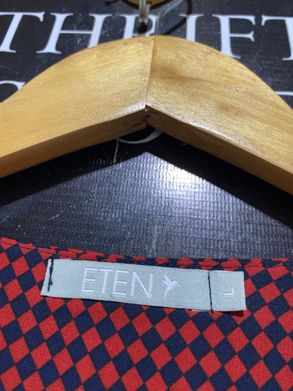 ETEN |L| BUST 18| A19| RED AND BLACK CHECKERED LONG-SLEEVE MIDI DRESS