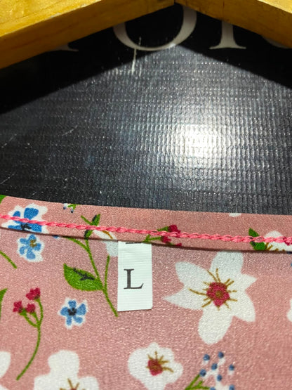 |L| BUST 19| A19| MAUVE PINK DAISY FLORAL LONG-SLEEVE MIDI DRESS