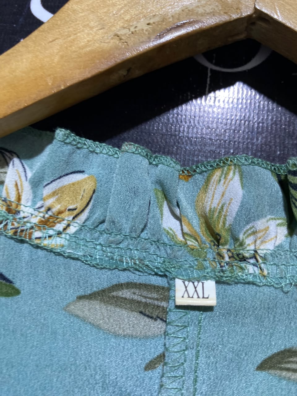 SHEIN |XXL| BUST 21| A19| SAGE GREEN FLORAL RUFFLE-TRIM LONG-SLEEVE MIDI DRESS