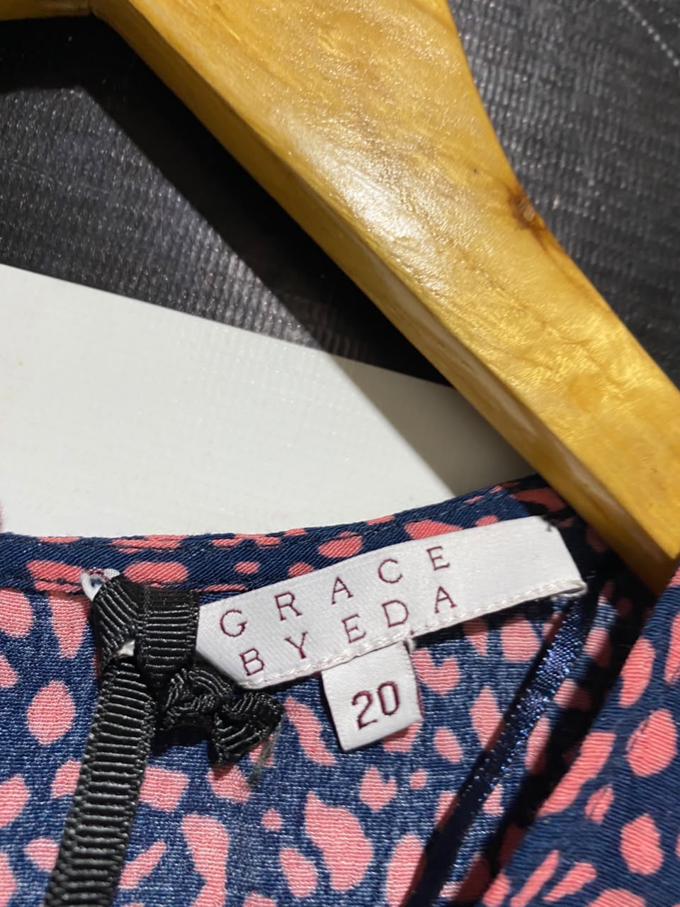 GRACE BYEDA |XL| BUST 23| A19| NAVY BLUE AND PINK ABSTRACT PEBBLE PRINT SHIFT DRESS