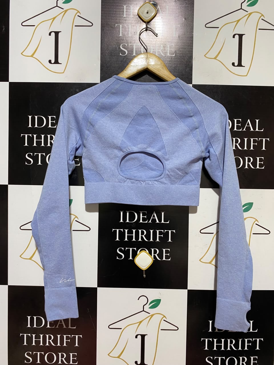 BOOHOO |XS| BUST 13| A18| PERIWINKLE BLUE SEAMLESS LONG-SLEEVE CROP TOP