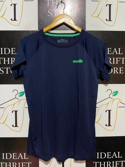 ONEILLLS |M| BUST 19| A18| NAVY BLUE AND GREEN ATHLETIC T-SHIRT