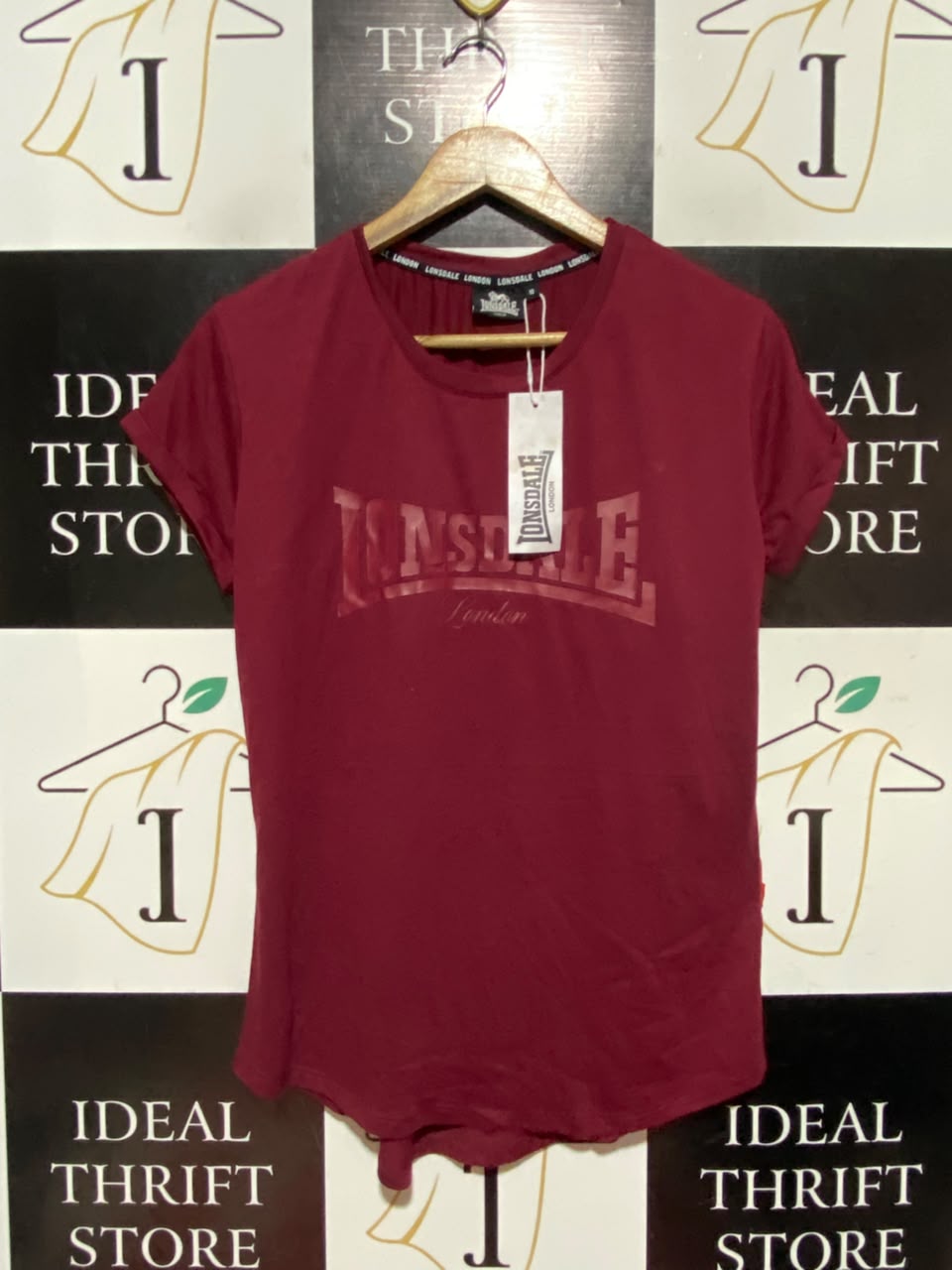LONSDALE |M| BUST 19| A18| MAROON LOGO ATHLETIC T-SHIRT