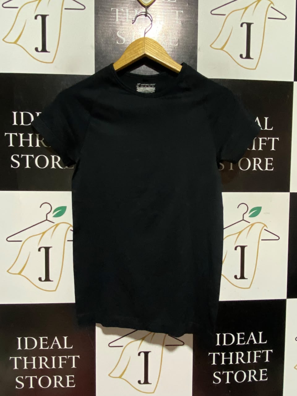 WORK OUT |S| BUST 14| A18| CLASSIC BLACK CREW NECK CASUAL T-SHIRT