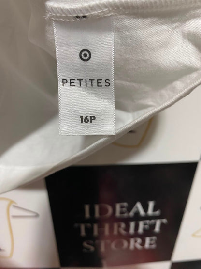 PETITES |XL| BUST 23| A18| WHITE SEQUIN BOW GRAPHIC COTTON T-SHIRT