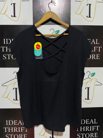 M&S |M| BUST 21| A18| GOODMOVE BLACK BREATHABLE ATHLETIC CAP-SLEEVE TOP