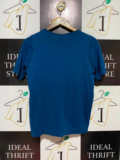 TARGET ACTIVE |L| BUST 17| A18| BLUE RIBBED SCOOP NECK ATHLETIC T-SHIRT