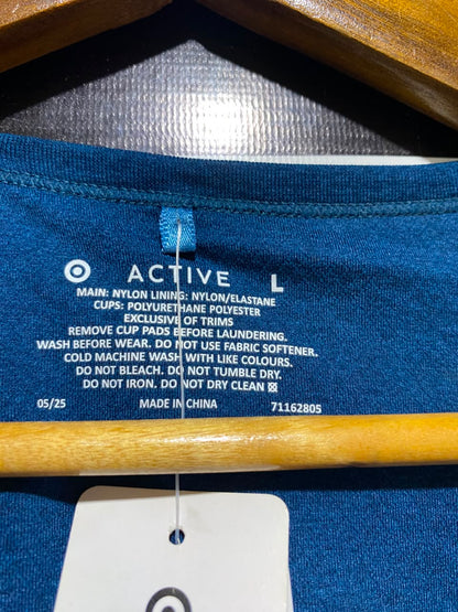 TARGET ACTIVE |L| BUST 17| A18| BLUE RIBBED SCOOP NECK ATHLETIC T-SHIRT