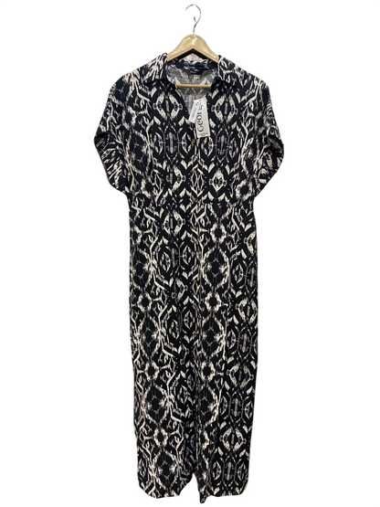 GEORGE |L| BUST FREE| A20| BLACK AND WHITE GEOMETRIC PRINT SHORT SLEEVE SHIRT DRESS