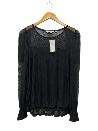 MATERNITY |S| BUST 17| A20| BLACK SHEER DOT LONG SLEEVE TOP