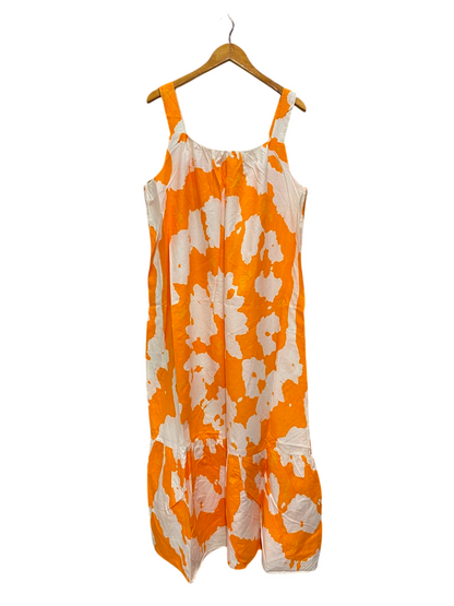 RIVER ISLAND |L| BUST 21| A20| ORANGE AND WHITE TIE-DYE TANK MIDI MAXI DRESS