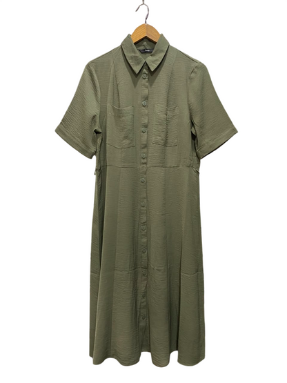 GEORGE |L| BUST 20| A20| OLIVE GREEN SHORT SLEEVE BUTTON-DOWN SHIRT DRESS