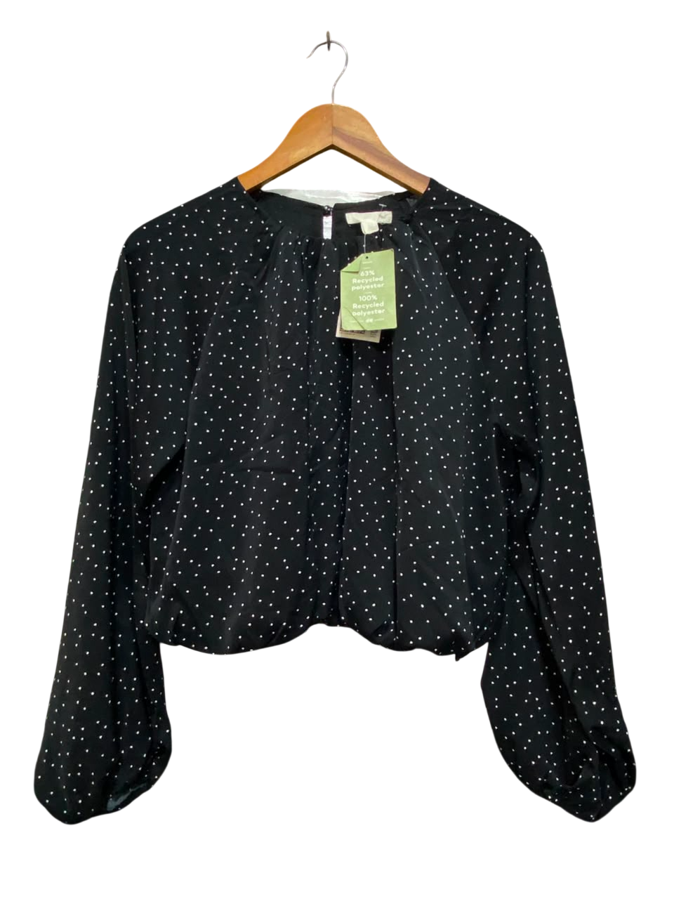 H&M |L| BUST 21| A20| BLACK AND WHITE POLKA DOT LONG SLEEVE BLOUSE