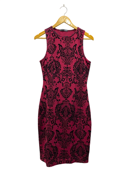 ATMOSOHERE |M| BUST 17| A20| MAGENTA DAMASK PRINT SLEEVELESS BODYCON DRESS