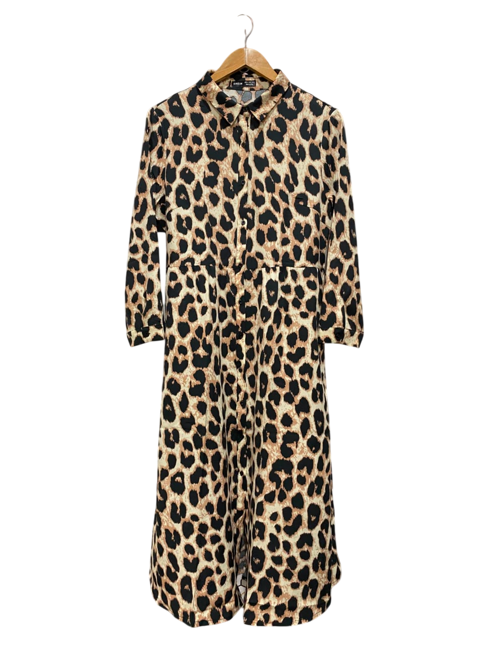 SHEIN |XL| BUST 20| A20| LEOPARD PRINT BUTTON-DOWN LONG SLEEVE SHIRT DRESS