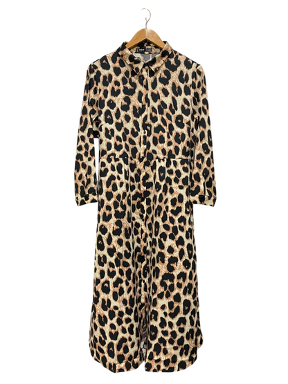 SHEIN |XL| BUST 20| A20| LEOPARD PRINT BUTTON-DOWN LONG SLEEVE SHIRT DRESS