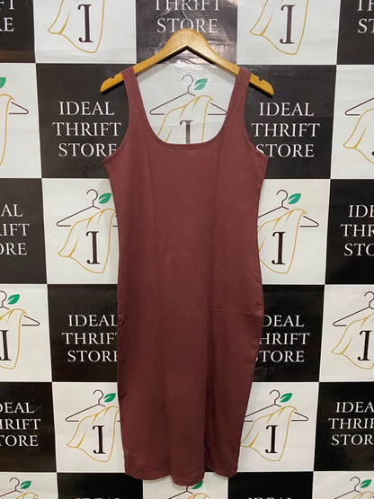 PRIMARK CARES |L| BUST 17| A20| MAUVE SCOOP NECK MIDI TANK DRESS