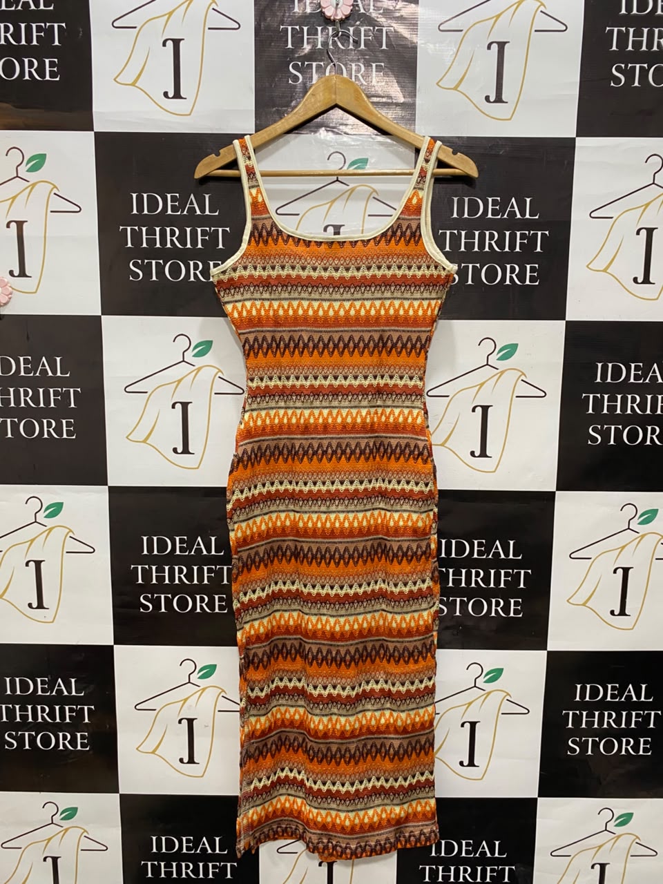 SHEIN CURVE |XL| BUST 17| A20| BOHO STRIPED KNIT MIDI TANK DRESS