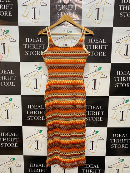 SHEIN CURVE |XL| BUST 17| A20| BOHO STRIPED KNIT MIDI TANK DRESS