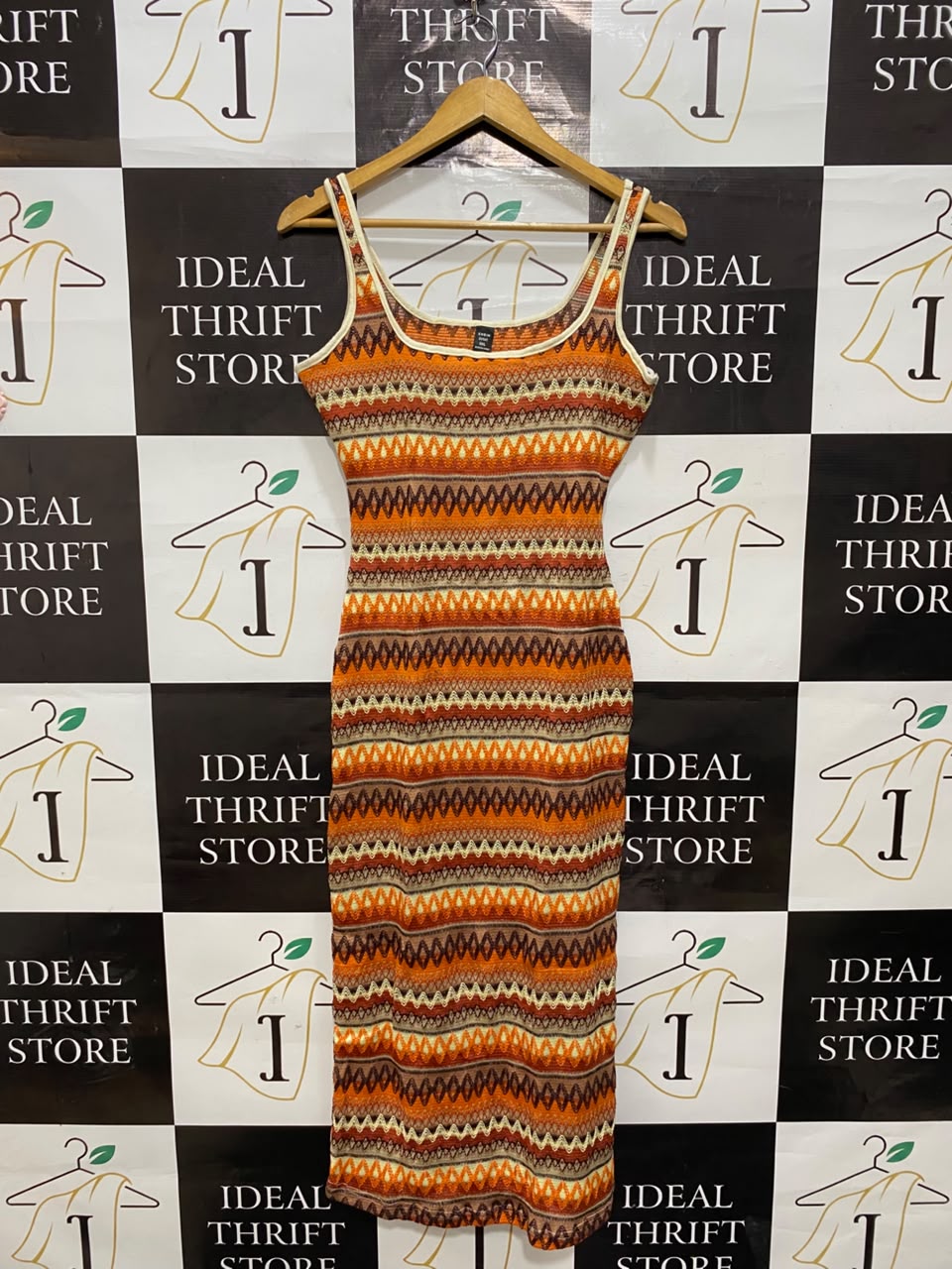SHEIN CURVE |XL| BUST 17| A20| BOHO STRIPED KNIT MIDI TANK DRESS