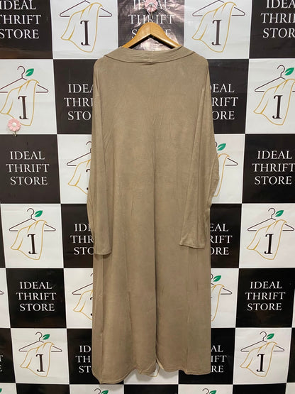 BREZZA |XL| BUST 22| A20| BEIGE LONG OPEN-FRONT CARDIGAN