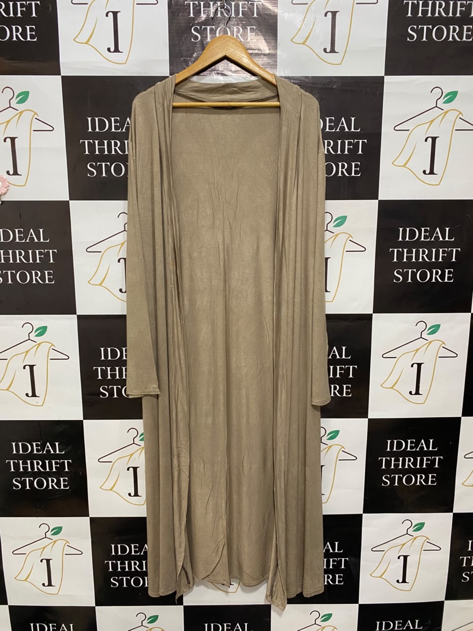 BREZZA |XL| BUST 22| A20| BEIGE LONG OPEN-FRONT CARDIGAN