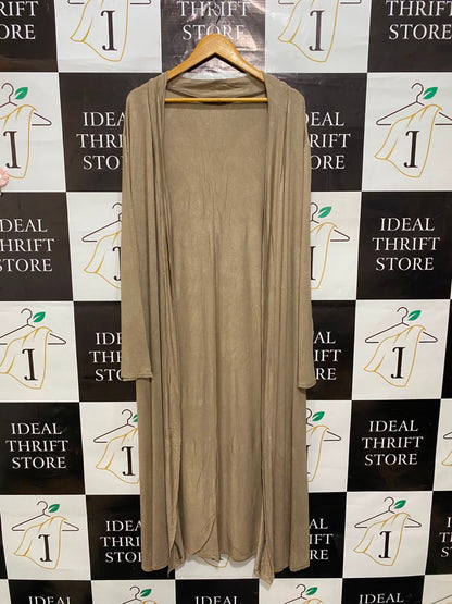 BREZZA |XL| BUST 22| A20| BEIGE LONG OPEN-FRONT CARDIGAN