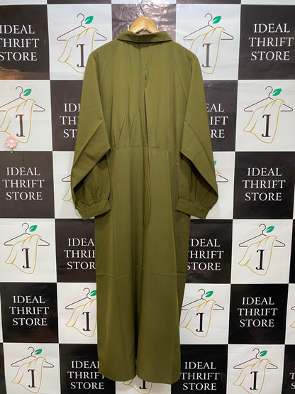 BOOHOO |L| BUST FREE| A20| OLIVE GREEN BUTTON-DOWN LONG SLEEVE SHIRT DRESS