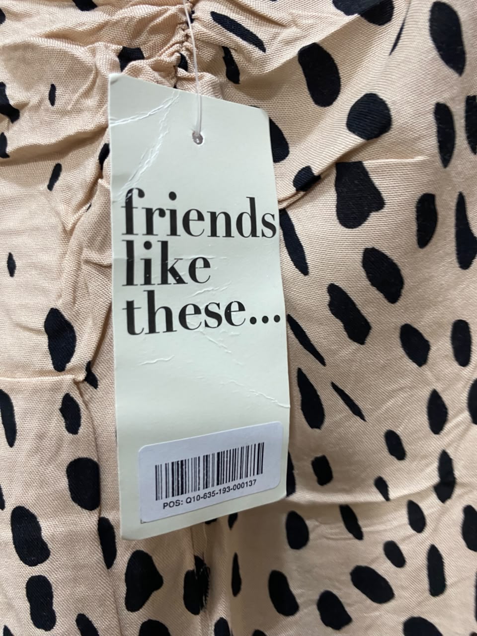 FRIENDS LIKE THESE |L| BUST 20| A20| NUDE AND BLACK ANIMAL PRINT PUFF SLEEVE MIDI DRESS