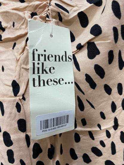 FRIENDS LIKE THESE |L| BUST 20| A20| NUDE AND BLACK ANIMAL PRINT PUFF SLEEVE MIDI DRESS