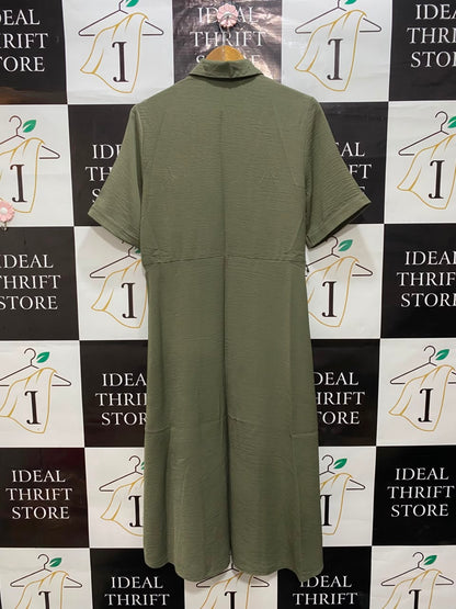 GEORGE |L| BUST 20| A20| OLIVE GREEN SHORT SLEEVE BUTTON-DOWN SHIRT DRESS
