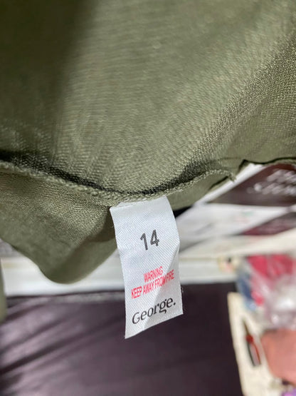 GEORGE |L| BUST 20| A20| OLIVE GREEN SHORT SLEEVE BUTTON-DOWN SHIRT DRESS