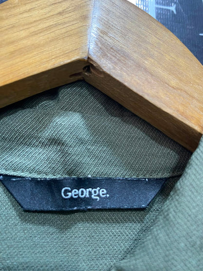 GEORGE |L| BUST 20| A20| OLIVE GREEN SHORT SLEEVE BUTTON-DOWN SHIRT DRESS
