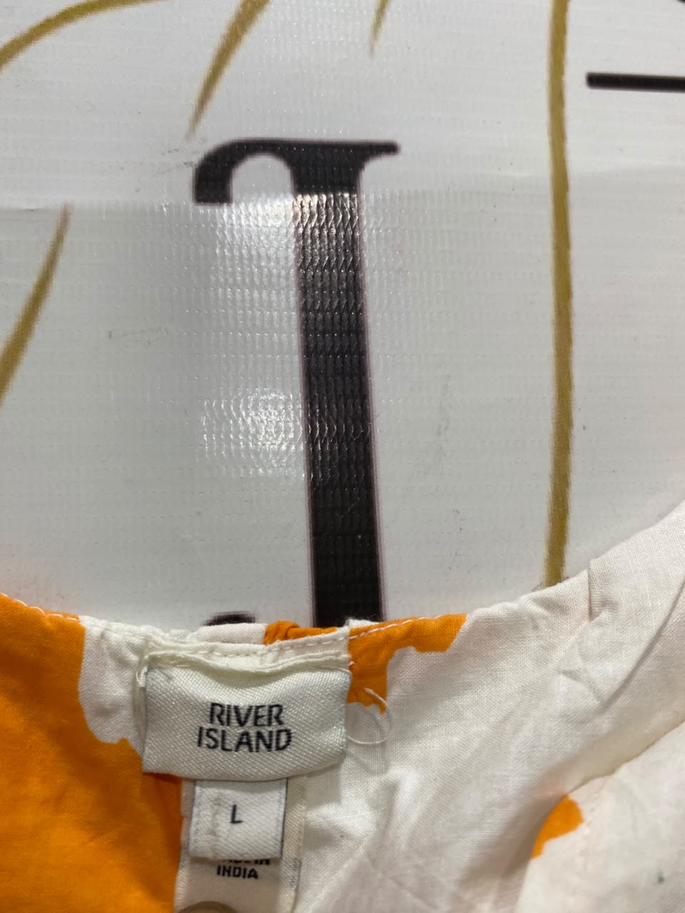 RIVER ISLAND |L| BUST 21| A20| ORANGE AND WHITE TIE-DYE TANK MIDI MAXI DRESS