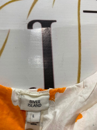 RIVER ISLAND |L| BUST 21| A20| ORANGE AND WHITE TIE-DYE TANK MIDI MAXI DRESS