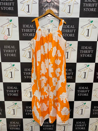 RIVER ISLAND |L| BUST 21| A20| ORANGE AND WHITE TIE-DYE TANK MIDI MAXI DRESS