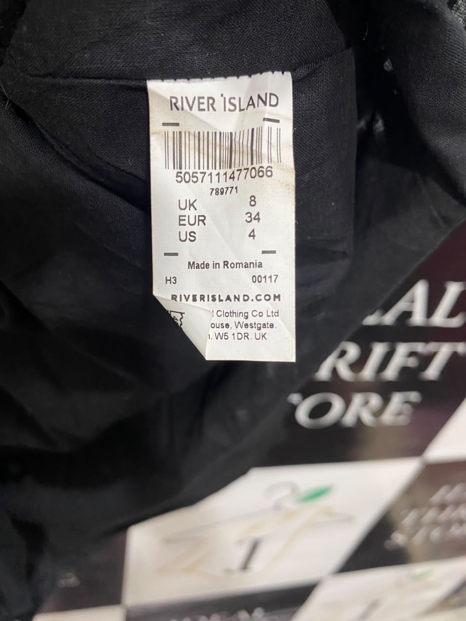 RIVER ISLAND |S| BUST 19| A20| BLACK EYELET EMBROIDERY BUTTON-UP SHIRT DRESS