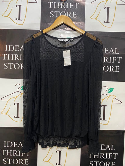 MATERNITY |S| BUST 17| A20| BLACK SHEER DOT LONG SLEEVE TOP