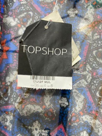 TOP SHOP |S| BUST 20| A20| BLUE AND RED GEOMETRIC MANDALA PRINT KIMONO CARDIGAN