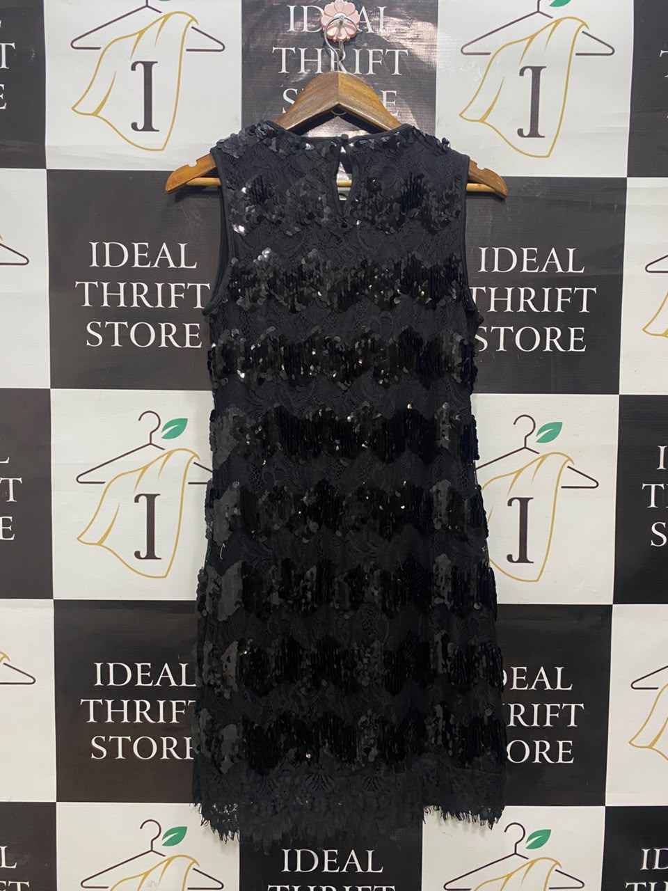PRINCIPLE |M| BUST 17| A20| BLACK SEQUIN EMBELLISHED LACE SLEEVELESS PARTY DRESS