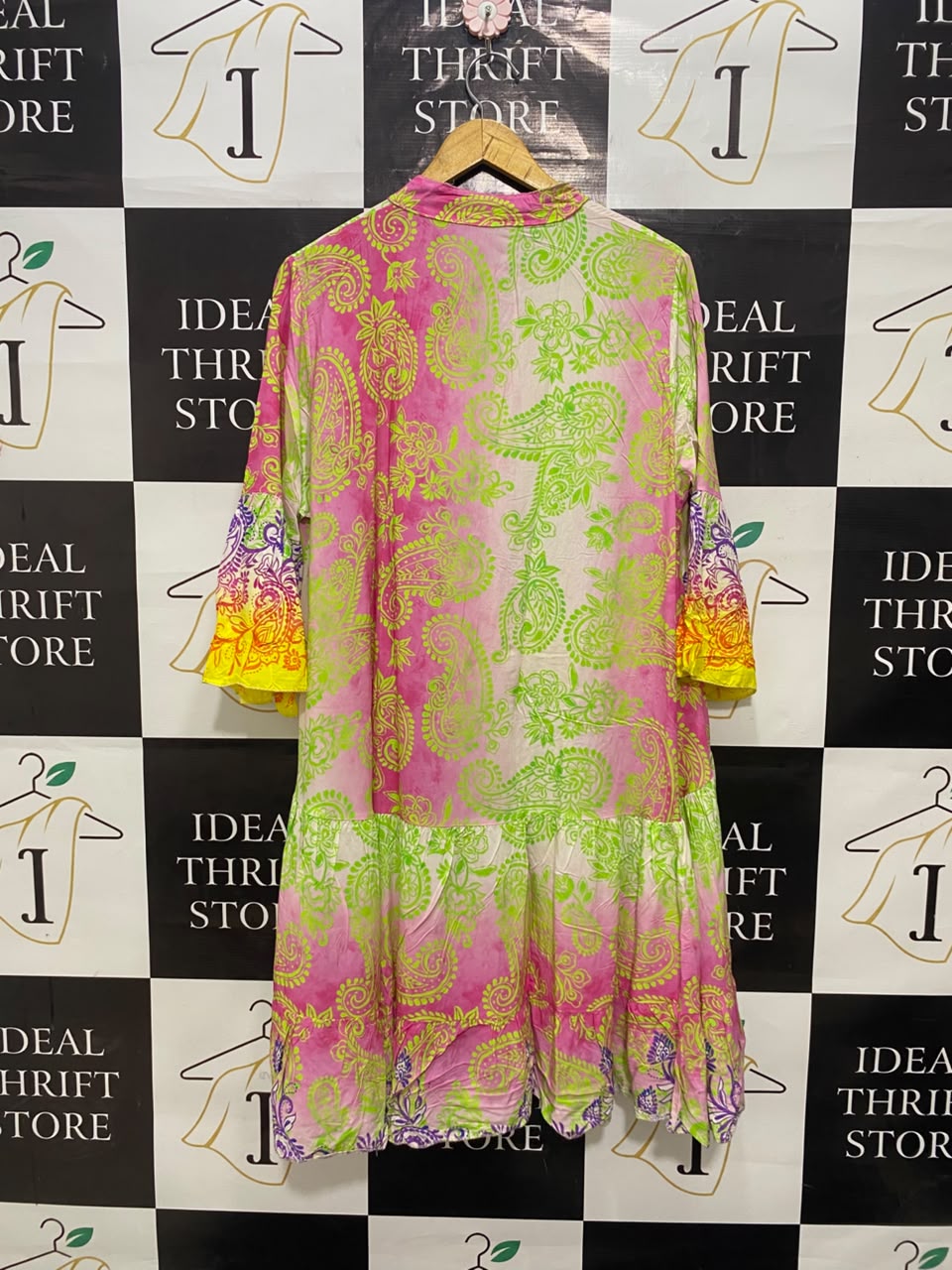 H TREND |XL| BUST 22| A20| MULTICOLOR PAISLEY PRINT TIERED TUNIC DRESS