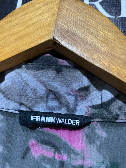 FRANK WALDER |L| BUST 26| A1| PINK AND GREY ABSTRACT FLORAL PRINT BUTTON-DOWN SHIRT