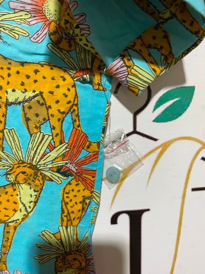 THEIR NIBS |L| A1| TURQUOISE CHEETAH PRINT PAJAMA SET