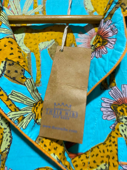 THEIR NIBS |L| A1| TURQUOISE CHEETAH PRINT PAJAMA SET