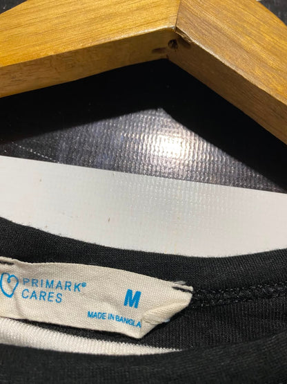PRIMARK CARES |M| BUST 15| A1| BLACK AND WHITE STRIPED CROP TOP