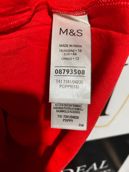 M&S |L| BUST 21| A1| VIBRANT RED BASIC CREW NECK T-SHIRT